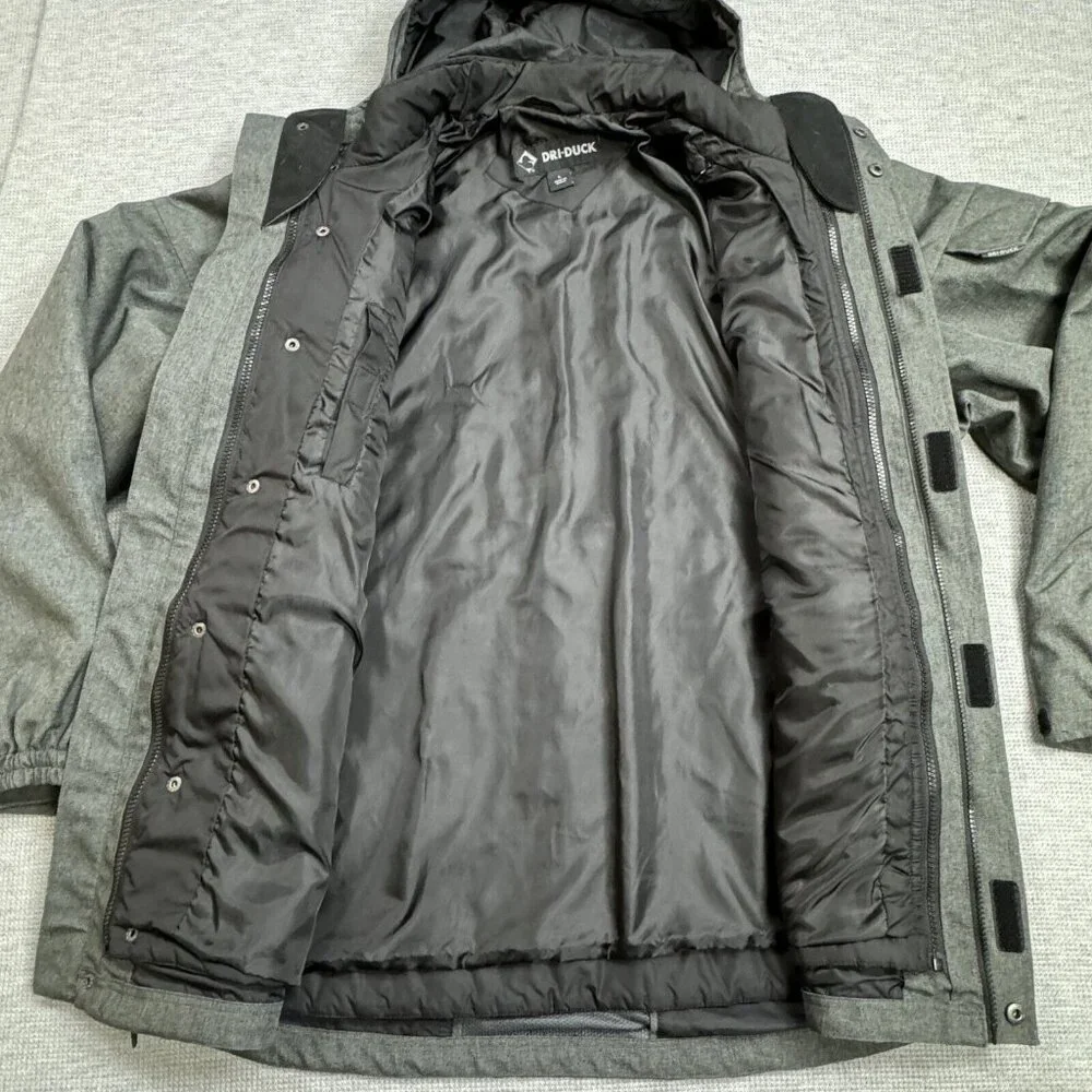 Dri Duck 3-in-1 Jacket Mens Size L Gray Hooded Storm Shell Interchange Pockets - Picture 7 of 16